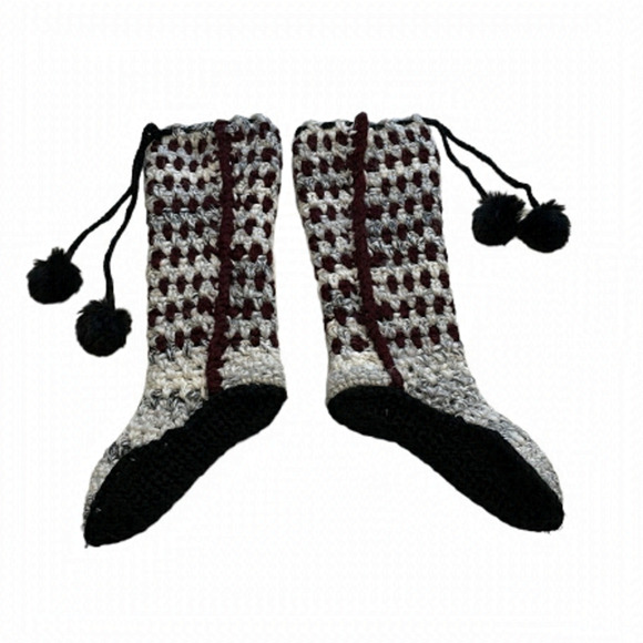 Hand Knit Slipper Booties - Size 10 - Picture 1 of 10